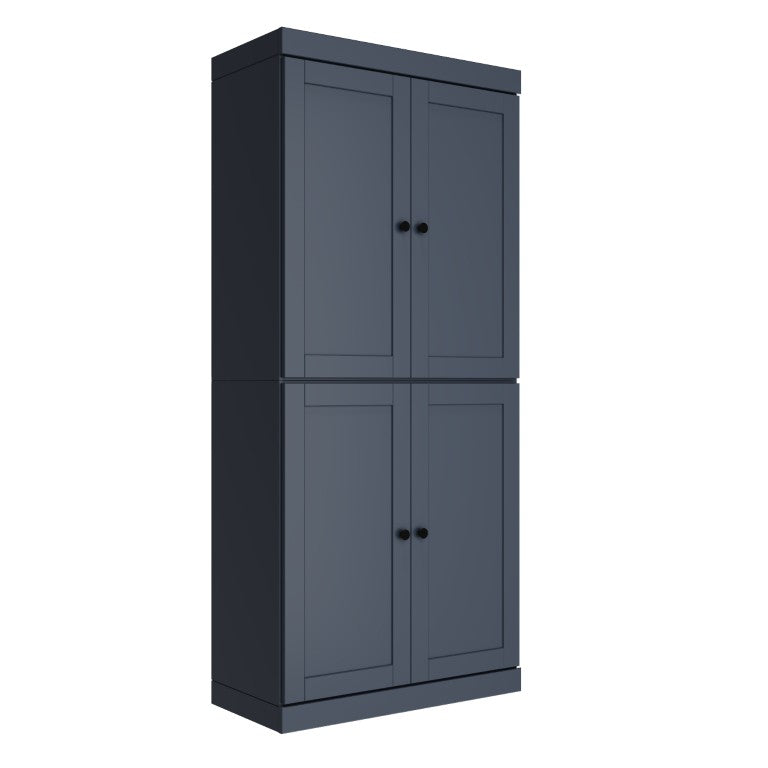 HomeRoots 72 Inch Solid Wood Four Door Pantry Cabinet French Provincial Kitchen Storage 722613