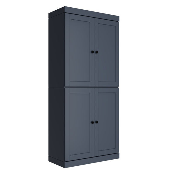 HomeRoots 72 Inch Solid Wood Four Door Pantry Cabinet French Provincial Kitchen Storage 722613