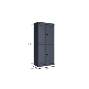 72 Inch Solid Wood Four Door Pantry Cabinet French Provincial Kitchen Storage