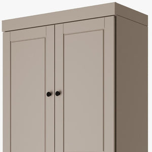 72 Inch Solid Wood Pantry Cabinet with Four Doors Two Drawers Beige Kitchen Storage