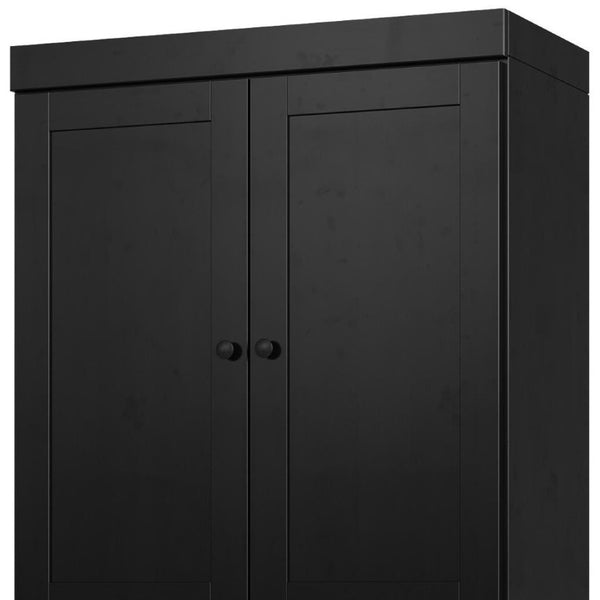 72 Inch Solid Wood Black Pantry Cabinet with Four Doors and Two Drawers for Kitchen