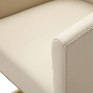 VIG Furniture Yukon Modern Beige Bonded Leather Dining Chair With Antique Brass Base — Sloped Arms, Durable Comfort VGVC-B8362