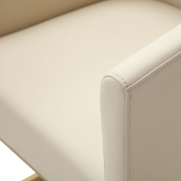 VIG Furniture Yukon Modern Beige Bonded Leather Dining Chair With Antique Brass Base — Sloped Arms, Durable Comfort VGVC-B8362