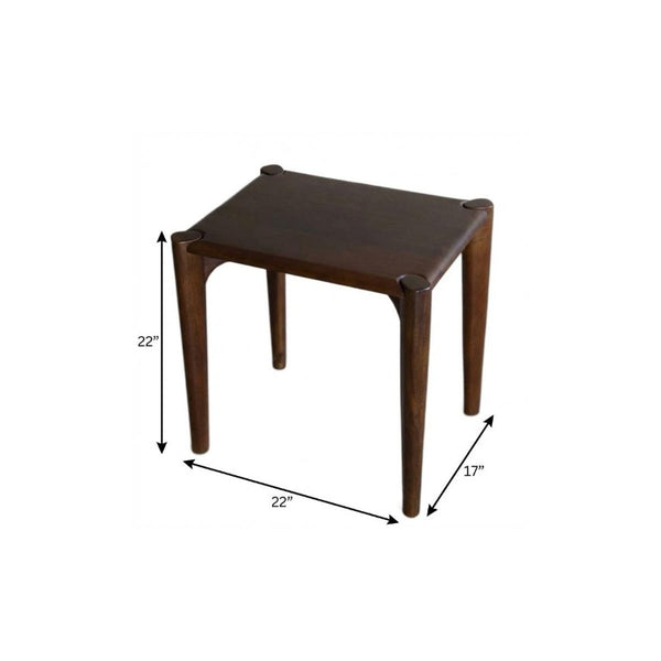 22 Inch Solid Wood Square Accent Table Sturdy Natural Finish Living Room Side