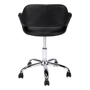 English Elm Office Chair Modern Low-Back Faux Leather swivel with Integrated Armrests, Hydraulic Lift, Chrome Base B2710P219679