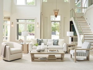 Lexington Tommy Bahama Home Fischer Contemporary Cocktail Table With Wavy Glass Top And Open Storage For Modern Living Spaces Sand Drift  578-945