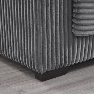 English Elm 93" Sectional Sofa L-Shaped Upholstered Corduroy 3-Seater with Reversible Chaise, Solid Wood Frame, Plush Coil-Foam Cushions Grey W1097S00222