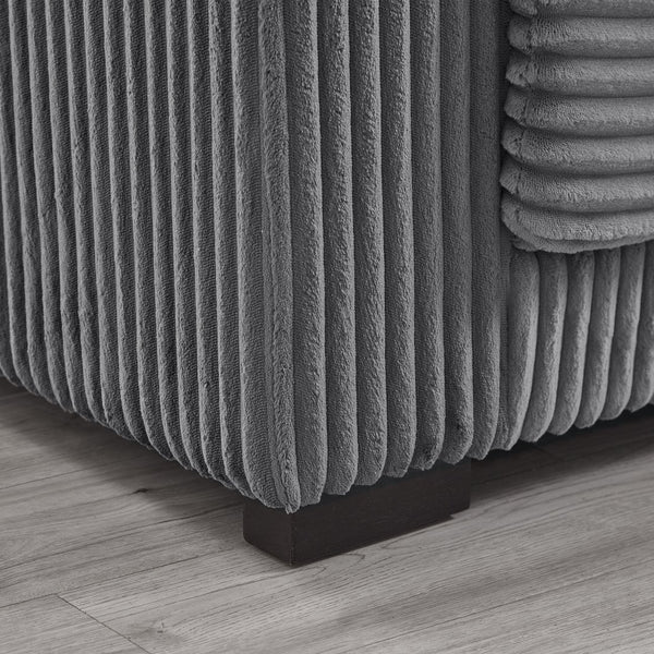 English Elm 93" Sectional Sofa L-Shaped Upholstered Corduroy 3-Seater with Reversible Chaise, Solid Wood Frame, Plush Coil-Foam Cushions Grey W1097S00222