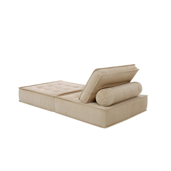 English Elm 33.4 Inch Modular Corduroy Lounge Chair with Spring Cushions for Compact Living Spaces Camel W3975P455223