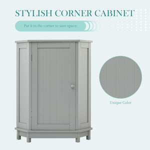 English Elm Grey Triangle Corner Bathroom Cabinet with Adjustable Shelves, MDF Storage Unit for Towels & Supplies (31.5"L x 20.28"W) N725P172615E