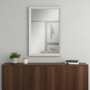 47 Inch Wooden Frame Dresser Mirror Elegant Bedroom Accent in Light Gray Finish