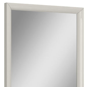 47 Inch Wooden Frame Dresser Mirror Elegant Bedroom Accent in Light Gray Finish