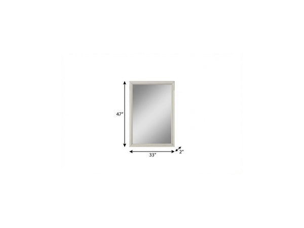 47 Inch Wooden Frame Dresser Mirror Elegant Bedroom Accent in Light Gray Finish