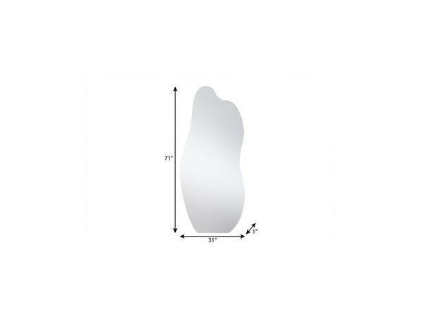 71 Inch Frameless Freestanding Floor Mirror Abstract Leaning Style for Bedroom