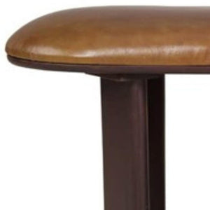 48 Inch Genuine Leather Oval Dining Bench Solid Wood Frame Two-tone Seating