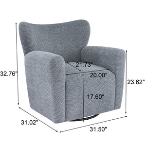 English Elm Modern Bouclé Wingback Swivel Chair with 360 Degree Rotation for Living Room Black,Dusty Blue N776P403573B