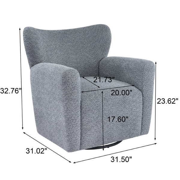 English Elm Modern Bouclé Wingback Swivel Chair with 360 Degree Rotation for Living Room Black,Dusty Blue N776P403573B