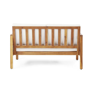 English Elm 4-Pieces Acacia Wood Outdoor Set with Loveseat Armchairs and Low Coffee Table 72298.00BGE-2_73021.00BGE