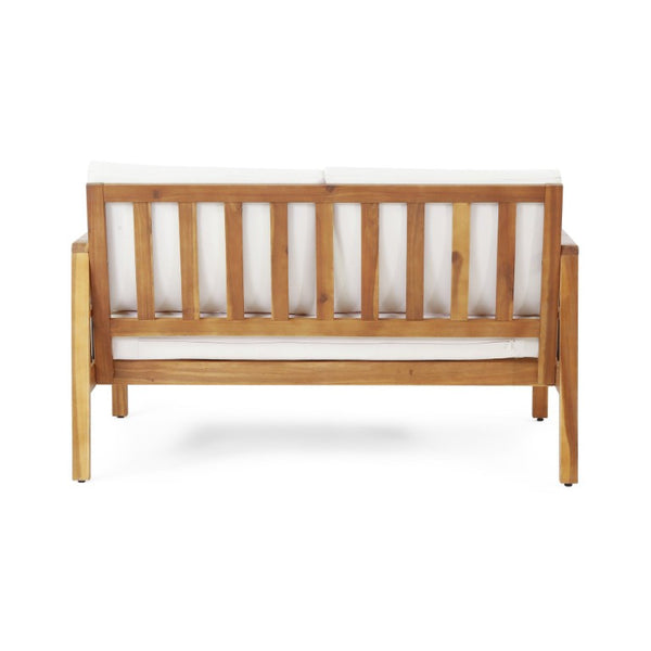 English Elm 4-Pieces Acacia Wood Outdoor Set with Loveseat Armchairs and Low Coffee Table 72298.00BGE-2_73021.00BGE