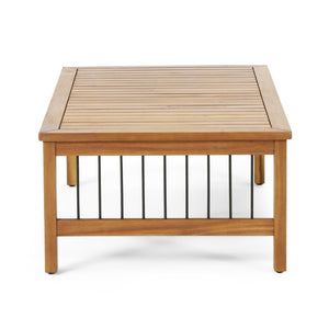 English Elm 4-Pieces Acacia Wood Outdoor Set with Loveseat Armchairs and Low Coffee Table 72298.00BGE-2_73021.00BGE