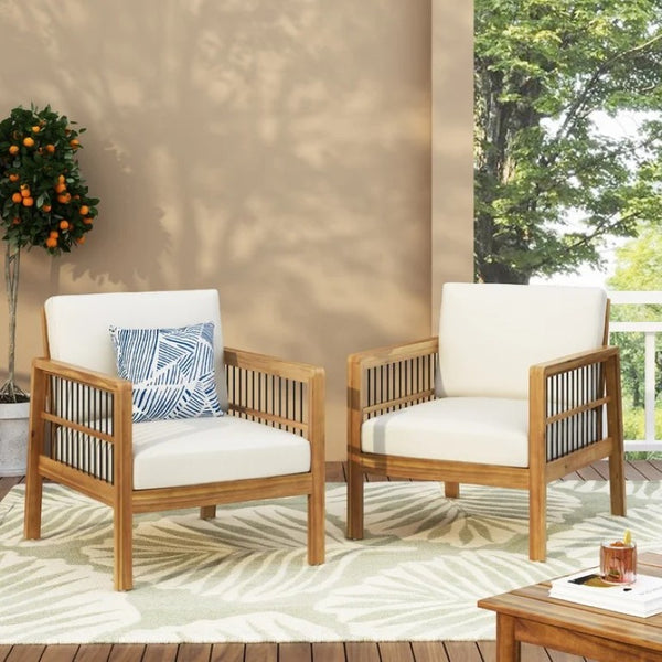 English Elm Acacia Wood Outdoor Club Chair Deep Seating Teak Finish Iron Accents Patio Lounge 72298.00BGE