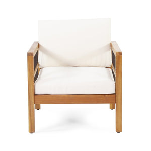 English Elm Acacia Wood Outdoor Club Chair Deep Seating Teak Finish Iron Accents Patio Lounge 72298.00BGE