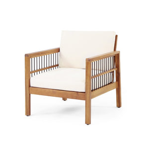 English Elm Acacia Wood Outdoor Club Chair Deep Seating Teak Finish Iron Accents Patio Lounge 72298.00BGE