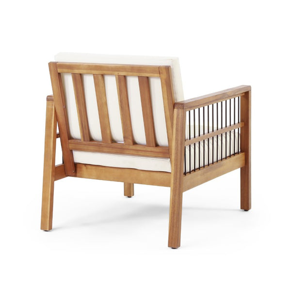 English Elm Acacia Wood Outdoor Club Chair Deep Seating Teak Finish Iron Accents Patio Lounge 72298.00BGE
