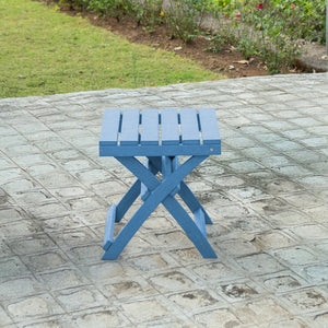 English Elm Seaview Recycled Hdpe Outdoor Folding Side Table Uv Resistant Patio Deck Use Blue B2745P409720