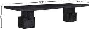 Meridian Furniture Anzio Extendable Oak Veneer Dining Table with Thick Slab Top Seats Eight to Twelve Guests Black 722Black-T