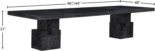 Meridian Furniture Anzio Extendable Oak Veneer Dining Table with Thick Slab Top Seats Eight to Twelve Guests Black 722Black-T