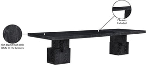 Meridian Furniture Anzio Extendable Oak Veneer Dining Table with Thick Slab Top Seats Eight to Twelve Guests Black 722Black-T