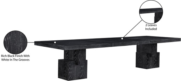 Meridian Furniture Anzio Extendable Oak Veneer Dining Table with Thick Slab Top Seats Eight to Twelve Guests Black 722Black-T