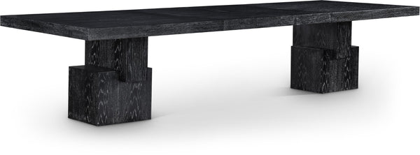 Meridian Furniture Anzio Extendable Oak Veneer Dining Table with Thick Slab Top Seats Eight to Twelve Guests Black 722Black-T