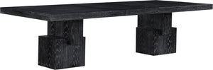 Meridian Furniture Anzio Extendable Oak Veneer Dining Table with Thick Slab Top Seats Eight to Twelve Guests Black 722Black-T