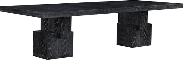 Meridian Furniture Anzio Extendable Oak Veneer Dining Table with Thick Slab Top Seats Eight to Twelve Guests Black 722Black-T