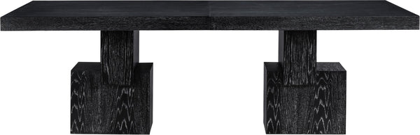Meridian Furniture Anzio Extendable Oak Veneer Dining Table with Thick Slab Top Seats Eight to Twelve Guests Black 722Black-T
