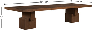 Meridian Furniture Anzio Extendable Oak Veneer Dining Table with Thick Slab Top Seats Eight to Twelve Guests Brown 722Brown-T