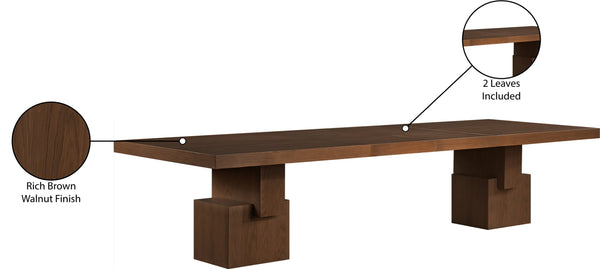 Meridian Furniture Anzio Extendable Oak Veneer Dining Table with Thick Slab Top Seats Eight to Twelve Guests Brown 722Brown-T
