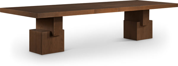 Meridian Furniture Anzio Extendable Oak Veneer Dining Table with Thick Slab Top Seats Eight to Twelve Guests Brown 722Brown-T