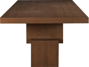 Meridian Furniture Anzio Extendable Oak Veneer Dining Table with Thick Slab Top Seats Eight to Twelve Guests Brown 722Brown-T