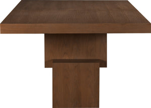 Meridian Furniture Anzio Extendable Oak Veneer Dining Table with Thick Slab Top Seats Eight to Twelve Guests Brown 722Brown-T