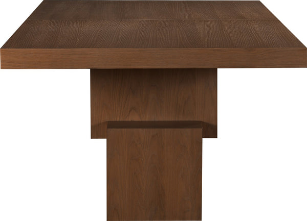 Meridian Furniture Anzio Extendable Oak Veneer Dining Table with Thick Slab Top Seats Eight to Twelve Guests Brown 722Brown-T