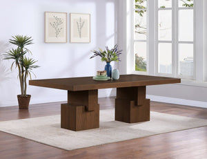 Meridian Furniture Anzio Extendable Oak Veneer Dining Table with Thick Slab Top Seats Eight to Twelve Guests Brown 722Brown-T