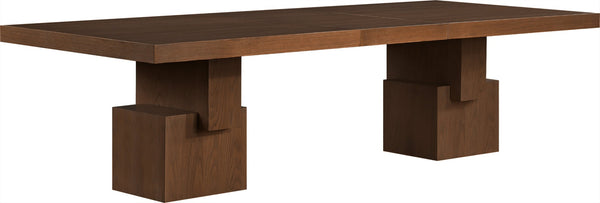Meridian Furniture Anzio Extendable Oak Veneer Dining Table with Thick Slab Top Seats Eight to Twelve Guests Brown 722Brown-T