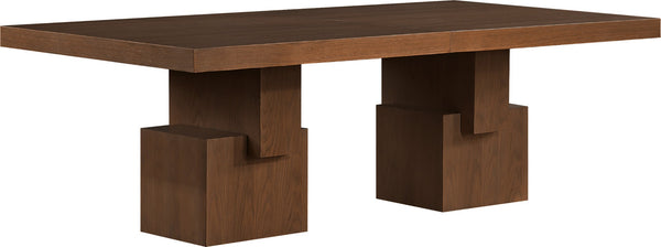 Meridian Furniture Anzio Extendable Oak Veneer Dining Table with Thick Slab Top Seats Eight to Twelve Guests Brown 722Brown-T