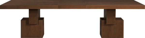 Meridian Furniture Anzio Extendable Oak Veneer Dining Table with Thick Slab Top Seats Eight to Twelve Guests Brown 722Brown-T
