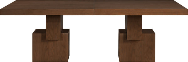 Meridian Furniture Anzio Extendable Oak Veneer Dining Table with Thick Slab Top Seats Eight to Twelve Guests Brown 722Brown-T
