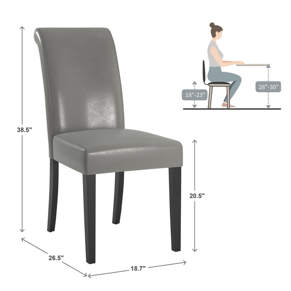 Marsello Parsons Style Faux Leather Dining Chair with Foam Cushion Rubberwood Frame