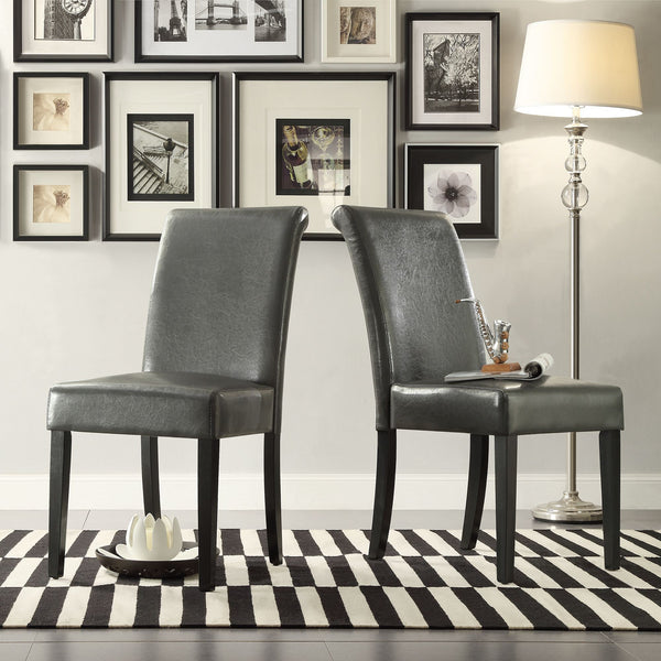 Marsello Parsons Style Faux Leather Dining Chair with Foam Cushion Rubberwood Frame